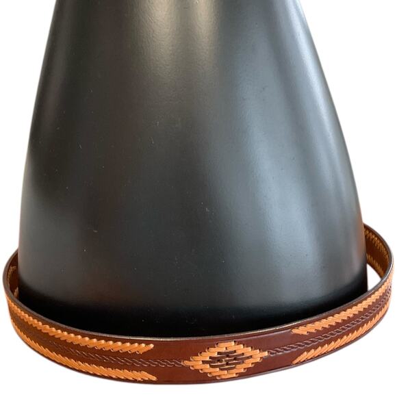 Brown Leather Mens 42 Western Belt Tan Dk Brown Stitching Southwest Cowboy - Picture 8 of 9